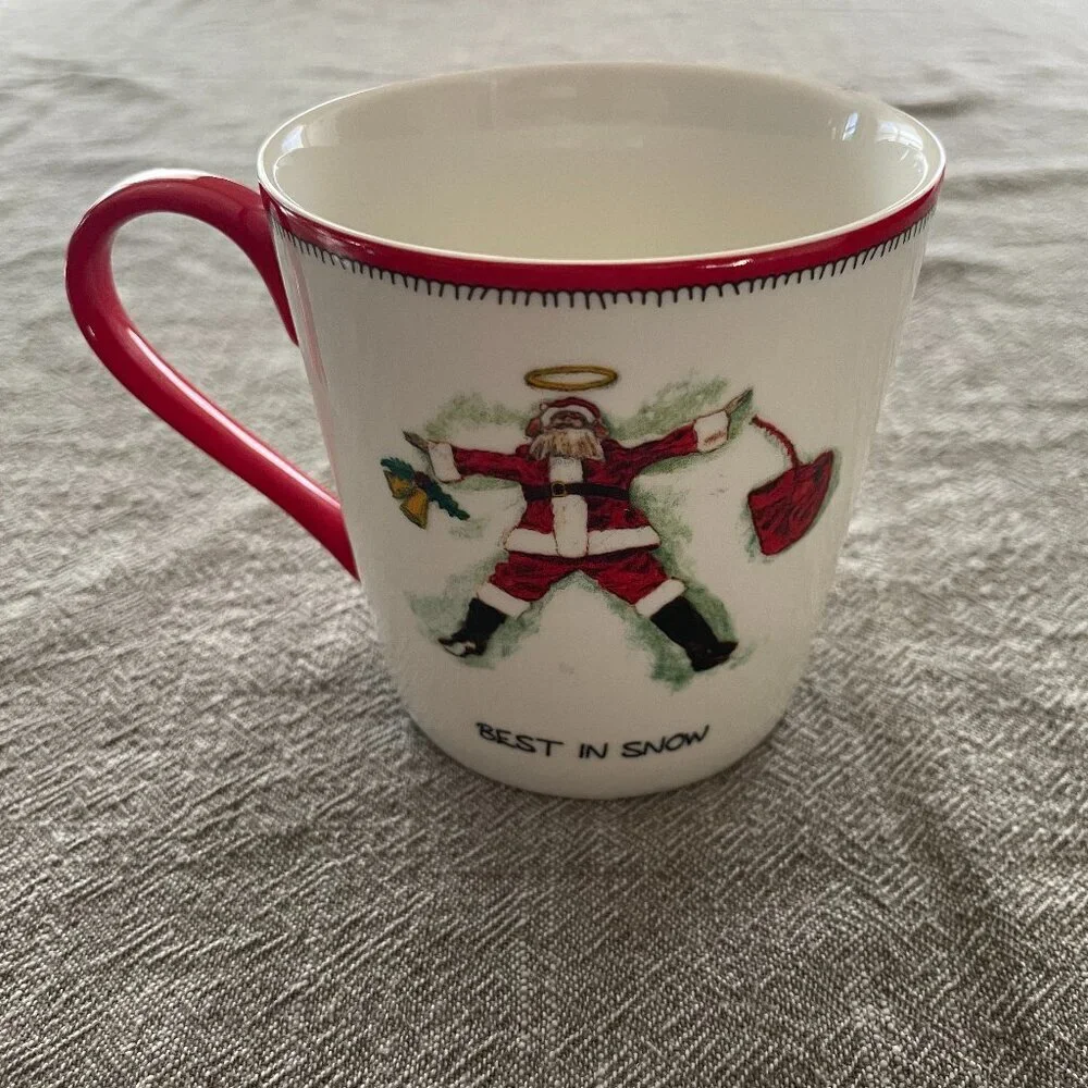 Spode Kit Kemp Doodles Ceramic Holiday Best in Snow Santa Mug Collectible